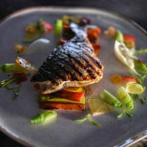 Farbiges Fischgericht